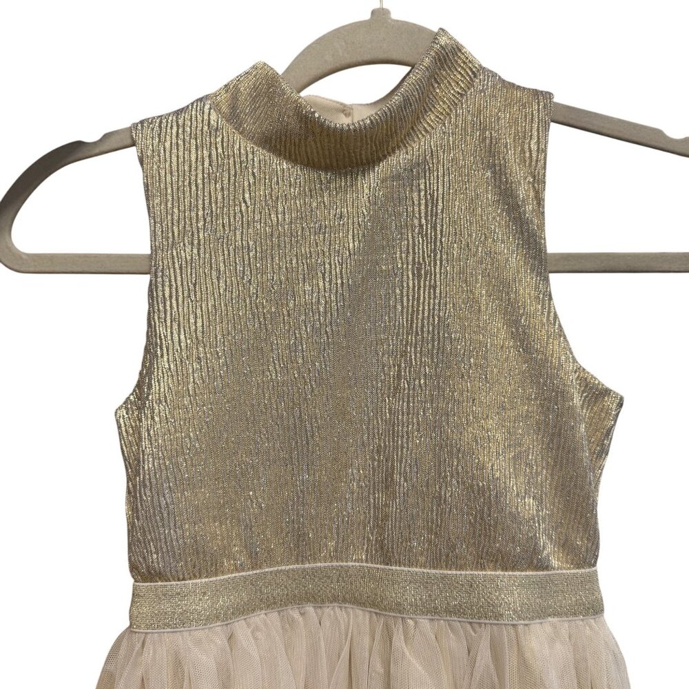 Pink & Violet Girls Gold Metallic Top & Tulle Skirt Dress Keyhole Back M (7/8) P - Picture 3 of 6